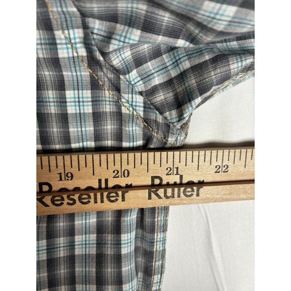 Panhandle Rough Stock M Blue Check Pearl Snap Buttons Western button down - Picture 6 of 8